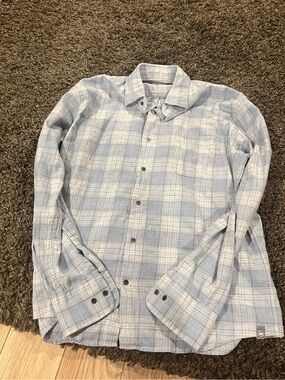 Peter Millar Light Blue Plaid Men's Button-Up Shirt Medium